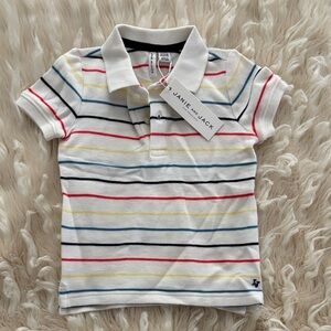 Janie and Jack Polo Shirt - White with Colorful Stripes